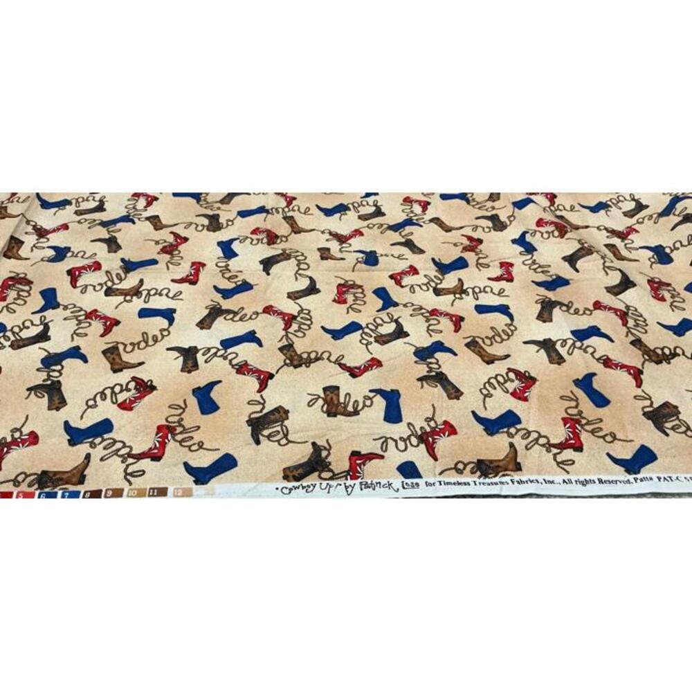 Vintage Cowboy Boots Pattern Cotton Fabric by Timeless Treasures